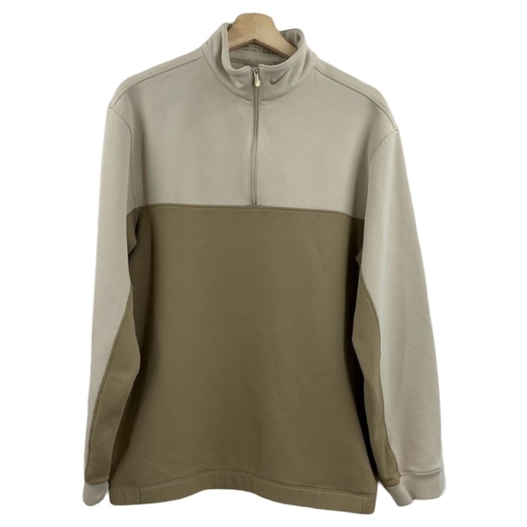 Nike Golf Therma-Fit 1/4 Zip Colorblock Pullover Sweatshirt Tan/Khaki Men’s S - Picture 3 of 11